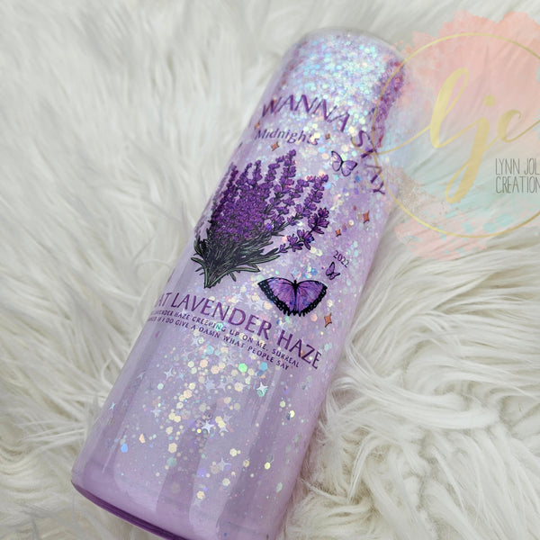 Lavender Haze inspired suspended glitter snow globe tumbler