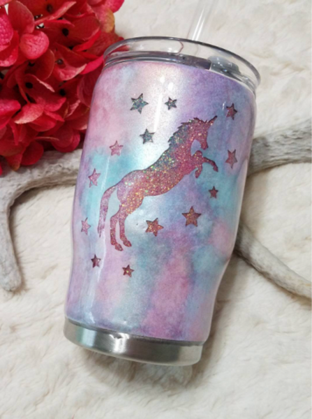 Cotton Candy Unicorn 14 oz kids tumbler