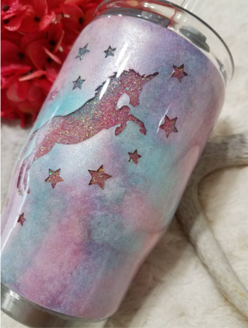 Cotton Candy Unicorn 14 oz kids tumbler