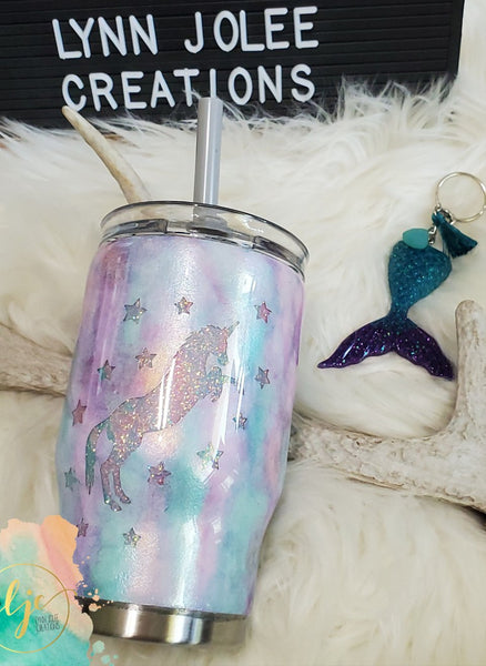 Cotton Candy Unicorn 14 oz kids tumbler