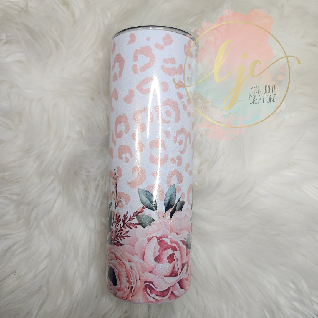 Leopard floral sublimation tumbler